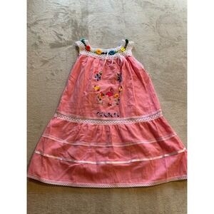Kids Size 6‎ Girls Pink Curaçao Embroidered Flamingo Tourist Dress